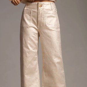 Anthropologie Maeve Colette Denim Cropped Wide Leg Jeans in Neutral Motif